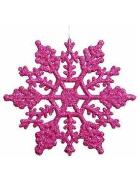 20 Hot Pink Glitter Snowflake Ornament Christmas Tree Ugly Sweater Holiday Decor